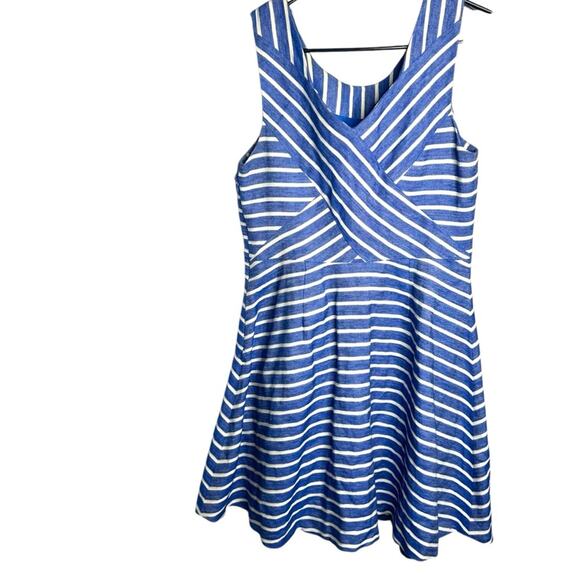Vineyard Vines Cotton Linen Striped Fit & Flare Dress, Coastal, Size 8 - Picture 2 of 12